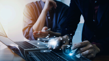 Concept of cyber security, information security and encryption, secure access to user's personal information, secure Internet access, cybersecurity.