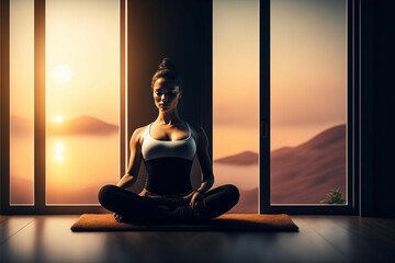 Meditation Lotus Pose: See a Human Body Meditating in Front of a Window