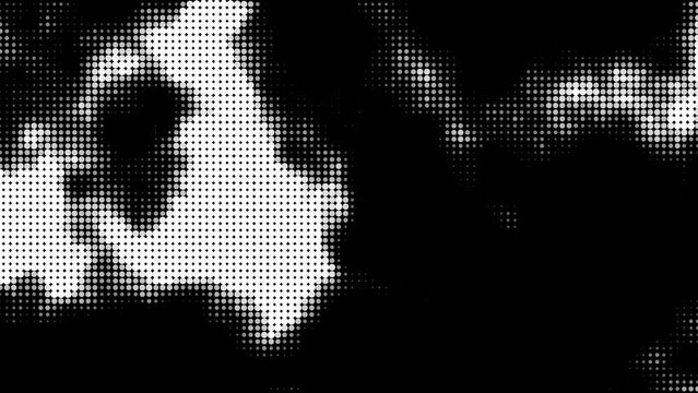 Animated abstract halftone technology black background random dots and grid 4K texture animation