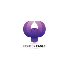 fighter eagle logo vector gradient color design symbol