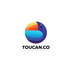 toucan round logo colorful design icon vector