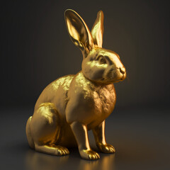 Obraz na płótnie Canvas Gold bunny, easter bunny, Year of the Rabbit Chinese. Generative AI.
