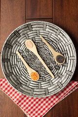 poppy seeds, pink lentils and himalayan salt