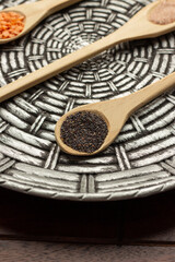 poppy seeds in handmade plate