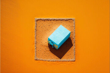 Minimalist Color Block Aerial Photography Bright Pastel, Desert Generative AI
