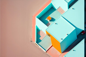 Minimalist Color Block Aerial Photography Pastel Generative AI