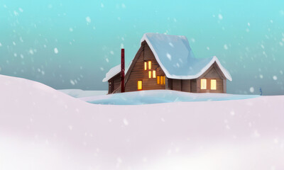 Fototapeta na wymiar house in the snow created with generative AI