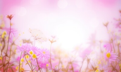 Obraz na płótnie Canvas flowers on pink background created with generative AI