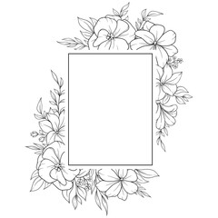 spring flower frame outline