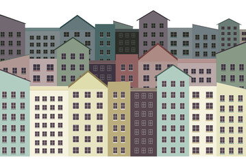 City buildings, apartments in a downtown neighborhood are seen in an illustration. This is an illustration.