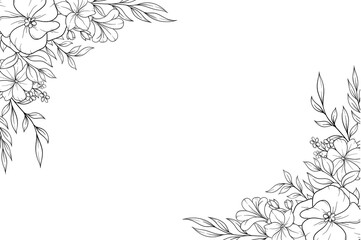 outline spring flower corner border