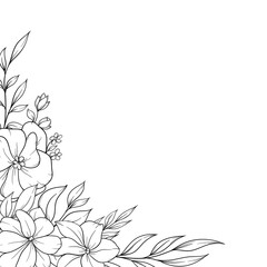 outline spring flower corner border