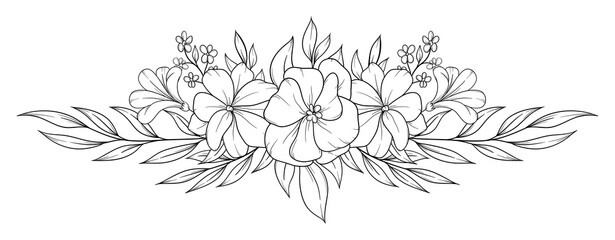 outline spring flower bouquet