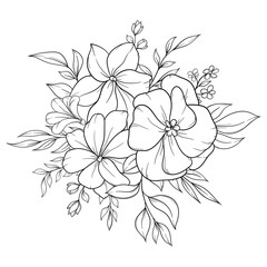 outline spring flower bouquet