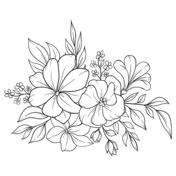 outline spring flower bouquet