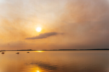 Fototapeta premium sunset over the lake