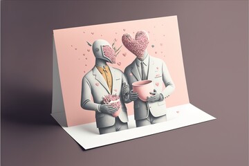 Valentines Day Post Card, invitation, love letter created with generative ai technology