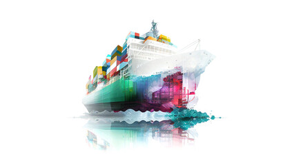 Obraz premium Future New model of Container ship loading and unloading, Cargo construction engineering the devotion project, civil engineering design. Future modern construction projects. Generative AI