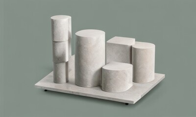 big white rocks for product show, multiple product podium, white marbles created with generative AI