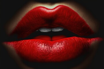 Kissing red lips, female, lovely created with generative ai technology	