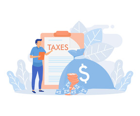 Public finance illustration. Central bank conduct monetary or fiscal policy to control interest rate and reduce inflation. Characters integrating with government institutions. flat vector modern illus