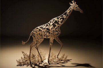 Giraffe papercut. Illustration. Generative AI