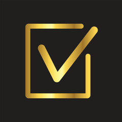 gold check mark , icon ,flat, design, template, collection