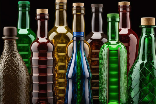 Collection of bottles various color. Generative AI, AI, Generative