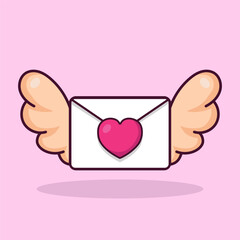 Love letter with wing. - Vector.