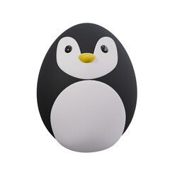 Easter Egg. Penguin cartoon character for Easter day 3D Illustration.