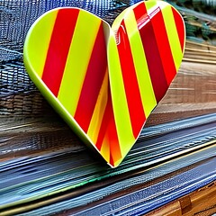 Colorful Striped Candy like Heart, Generative AI