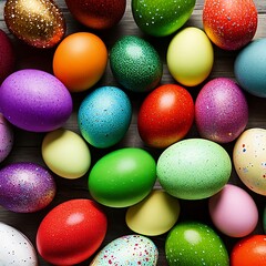 Colorful Easter Egg Assortment, Generative AI