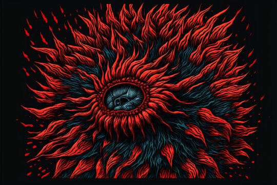 Abstract Flower, black and red, death note style
