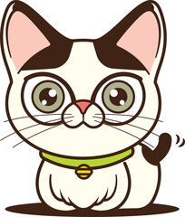 Cute cate waving tail cartoon character illustration