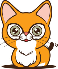 Cartoon cute orange tabby cat waving tail character illustration