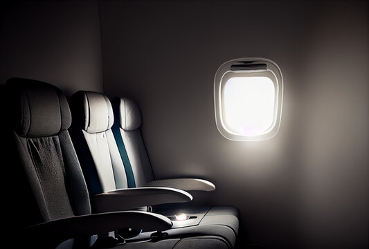 airplane seats by a window, isolated, generative ai