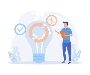 Circular economy illustration. Sustainable economic growth, recourses reuse and reduce co2 emission and climate impact. ESG, green energy and industry concept. Flat vector modern illustration 