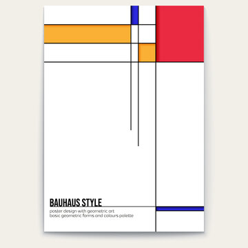 Abstract retro pattern inspired by Piet Mondrian style. Cover design. Poster vector template