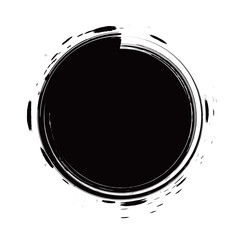 筆　ブラシ　墨　ペイント　円イラスト	
