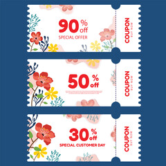 Fototapeta premium spring sale special shopping coupon vector illustration design