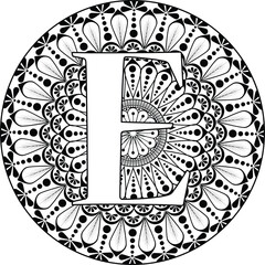 Alphabet Mandala Coloring Page For Kids