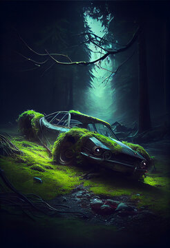 car in the forest
