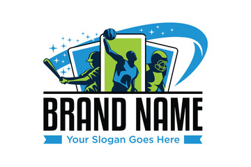 sports cards collection illustration logo design