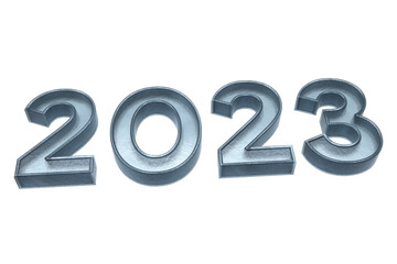 text 2023 blue color 3d illustration render. 2023 number text 3d with transparent background