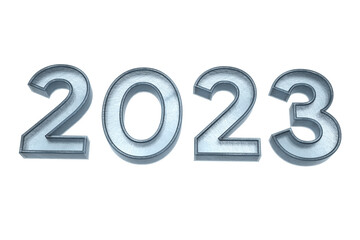 text 2023 blue and white color 3d illustration render. 2023 number text 3d with transparent background