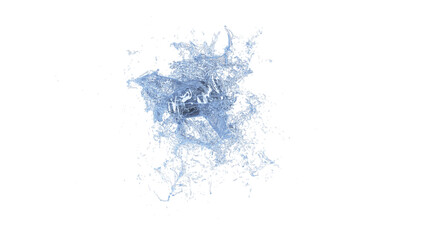 Fototapeta premium Transparent splash of water on black background. Transparent, 4k, png alpha. 3D Illistration.