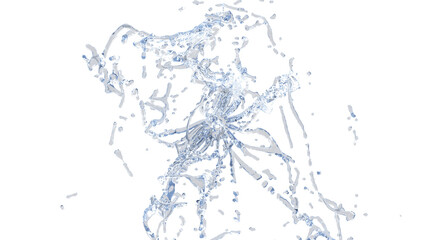 Transparent splash of water on black background. Transparent, 4k, png alpha. 3D Illistration.