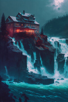 chinese temple in the fog
