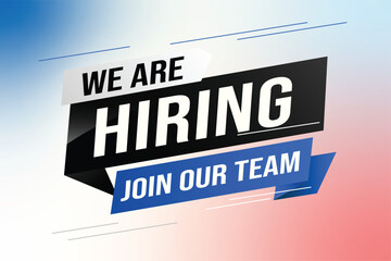 hiring recruitment Join now design for banner poster We are hiring lettering with geometric shapes lines. Vector illustration typographic. Open vacancy design template modern concept	