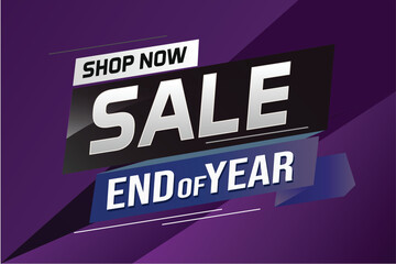 Obraz premium End of year Sale word concept vector illustration with lines and 3d style, landing page, template, ui, web, mobile app, poster, banner, flyer, background, gift card, coupon, label, wallpaper 